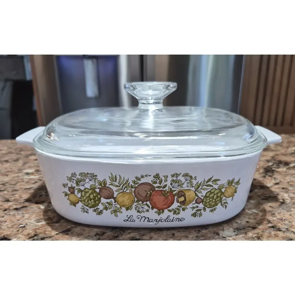 Vintage Corning Ware 2QT Casserole Dish Spice of Life L'Echalote A-2-B w/Lid USA